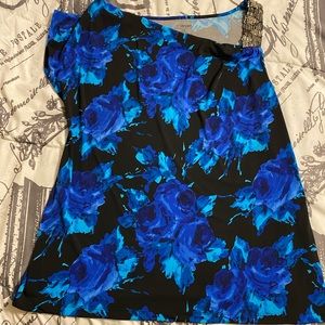 Lane Bryant Blue Dress Top with Silver accents